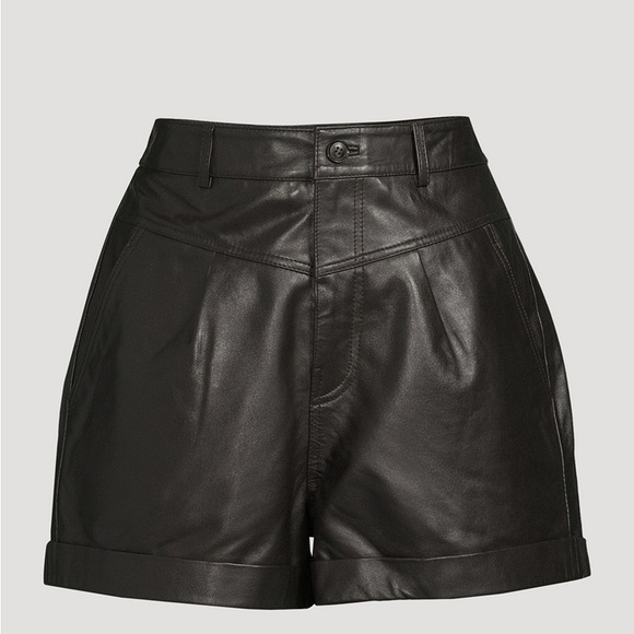 BA&SH Leandro Leather Shorts - Picture 3 of 5